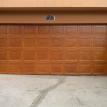 metal garage door that we stained to look like wood